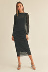 Lurex Detailed Mesh Draped Dress