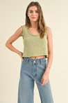 Textured Knitted Crop Top- Lime