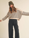 Striped Mock Neck Sweater Top