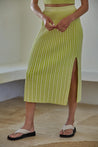 Lime Ribbed Sweater Midi Skirt