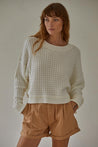 Sweater Ribbed Crew Neck Long Sleeve Pullover
