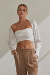 White Ribbed Knit Bolero Set