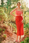 Pink Red Cutout Midi Dress